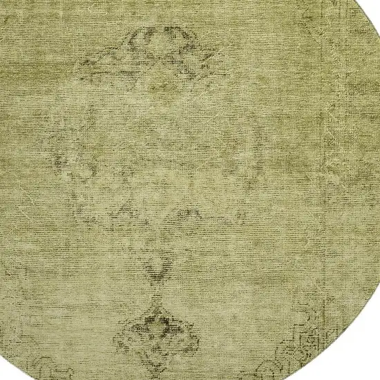 8' Khaki And Taupe Oriental Washable Round Rug With UV Protection Photo 2