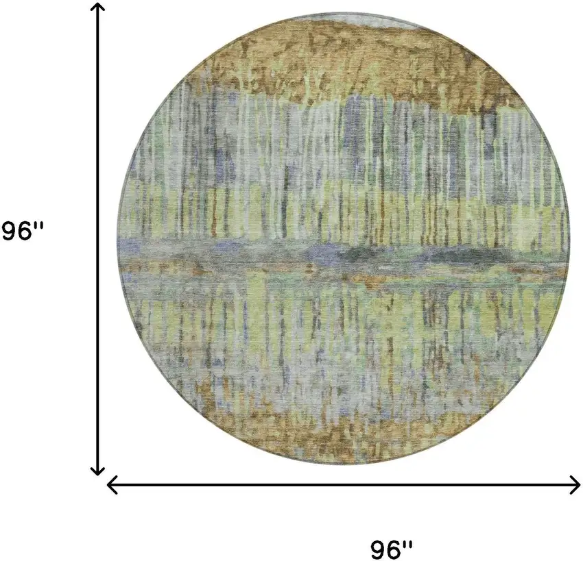 8' Khaki And Taupe Round Abstract Washable Indoor Outdoor Area Rug Photo 8