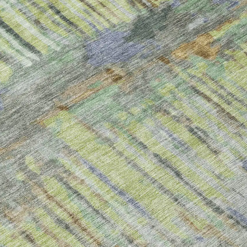 8' Khaki And Taupe Round Abstract Washable Indoor Outdoor Area Rug Photo 7