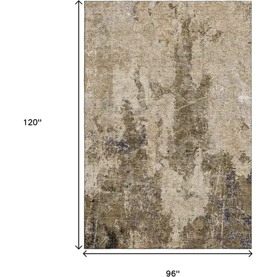 8' Khaki Beige And Charcoal Abstract Washable Area Rug With UV Protection Photo 6
