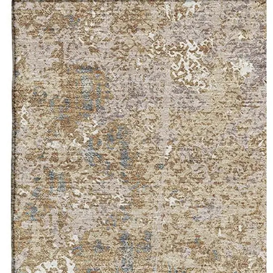 8' Khaki Beige And Charcoal Abstract Washable Area Rug With UV Protection Photo 3