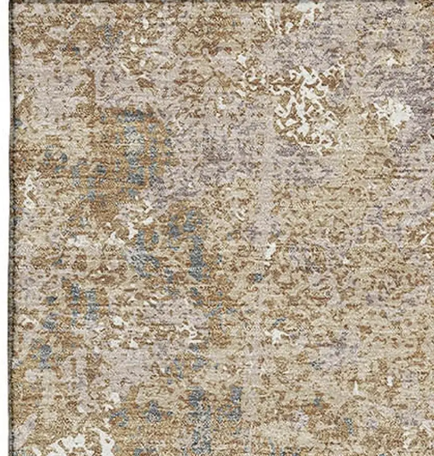 8' Khaki Beige And Charcoal Abstract Washable Area Rug With UV Protection Photo 3