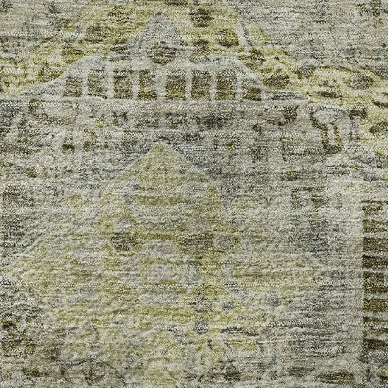 8' Khaki Beige And Gray Abstract Geometric Washable Round Rug With UV Protection Photo 9