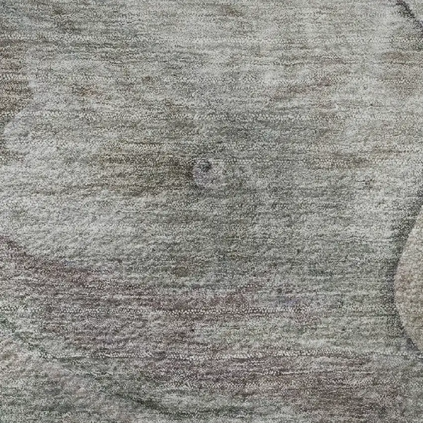 8' Khaki Beige And Purple Abstract Washable Round Rug With UV Protection Photo 9