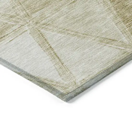 8' Khaki Beige And Tan Round Geometric Washable Indoor Outdoor Area Rug Photo 3