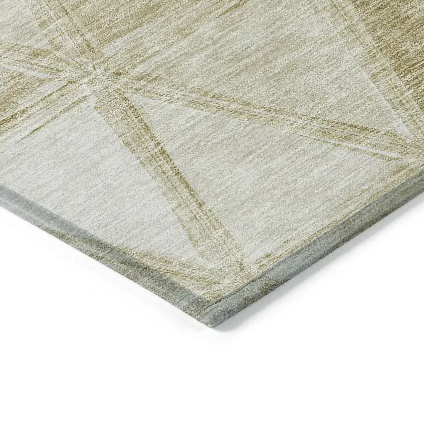 8' Khaki Beige And Tan Round Geometric Washable Indoor Outdoor Area Rug Photo 3