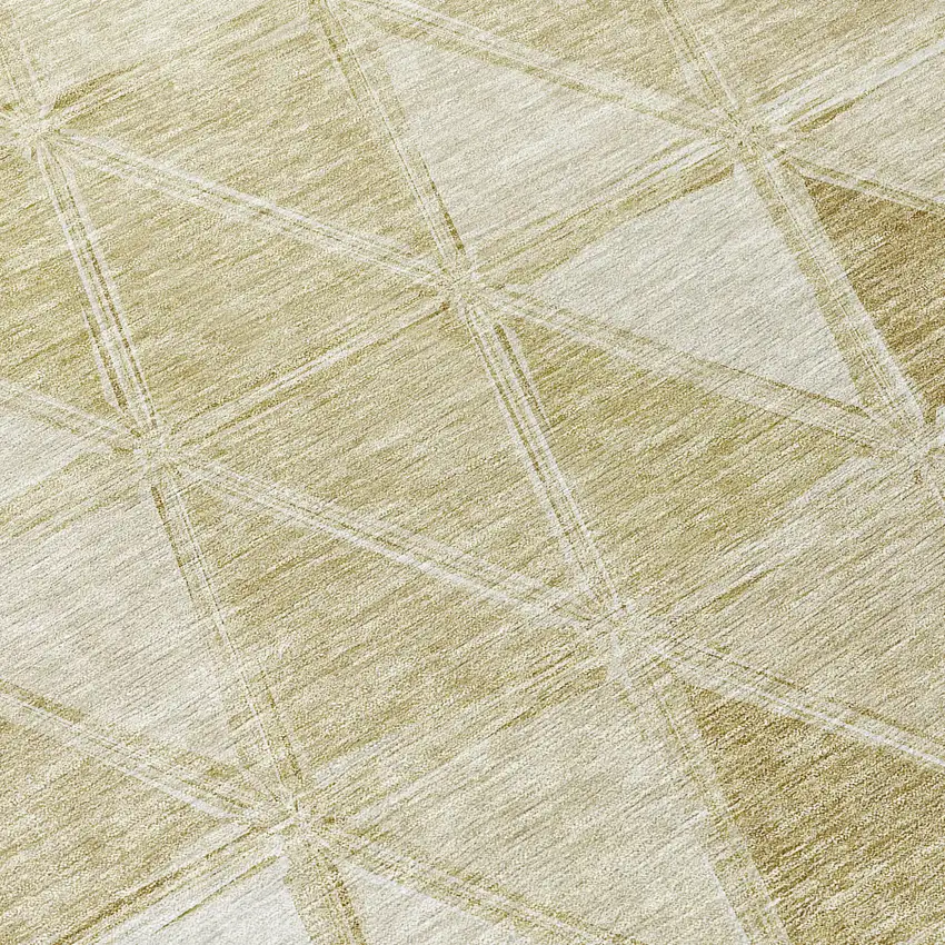 8' Khaki Beige And Tan Round Geometric Washable Indoor Outdoor Area Rug Photo 4