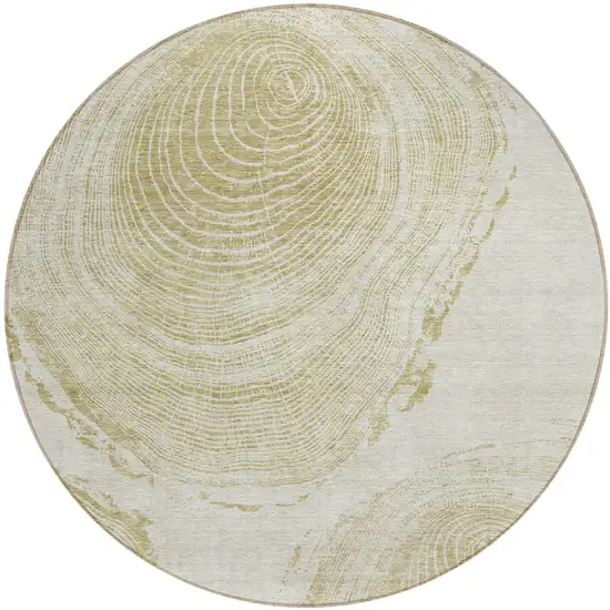 8' Khaki Beige And Taupe Round Abstract Washable Indoor Outdoor Area Rug Photo 2