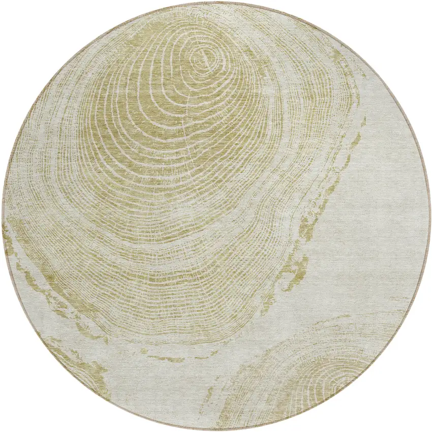 8' Khaki Beige And Taupe Round Abstract Washable Indoor Outdoor Area Rug Photo 2