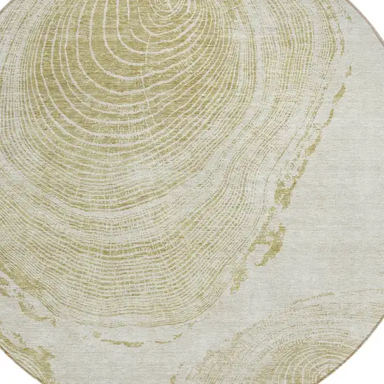 8' Khaki Beige And Taupe Round Abstract Washable Indoor Outdoor Area Rug Photo 5