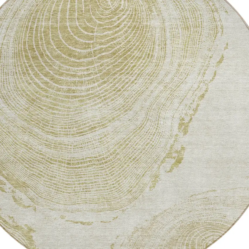 8' Khaki Beige And Taupe Round Abstract Washable Indoor Outdoor Area Rug Photo 5