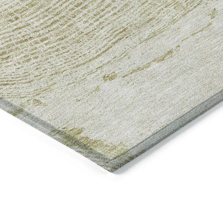 8' Khaki Beige And Taupe Round Abstract Washable Indoor Outdoor Area Rug Photo 4