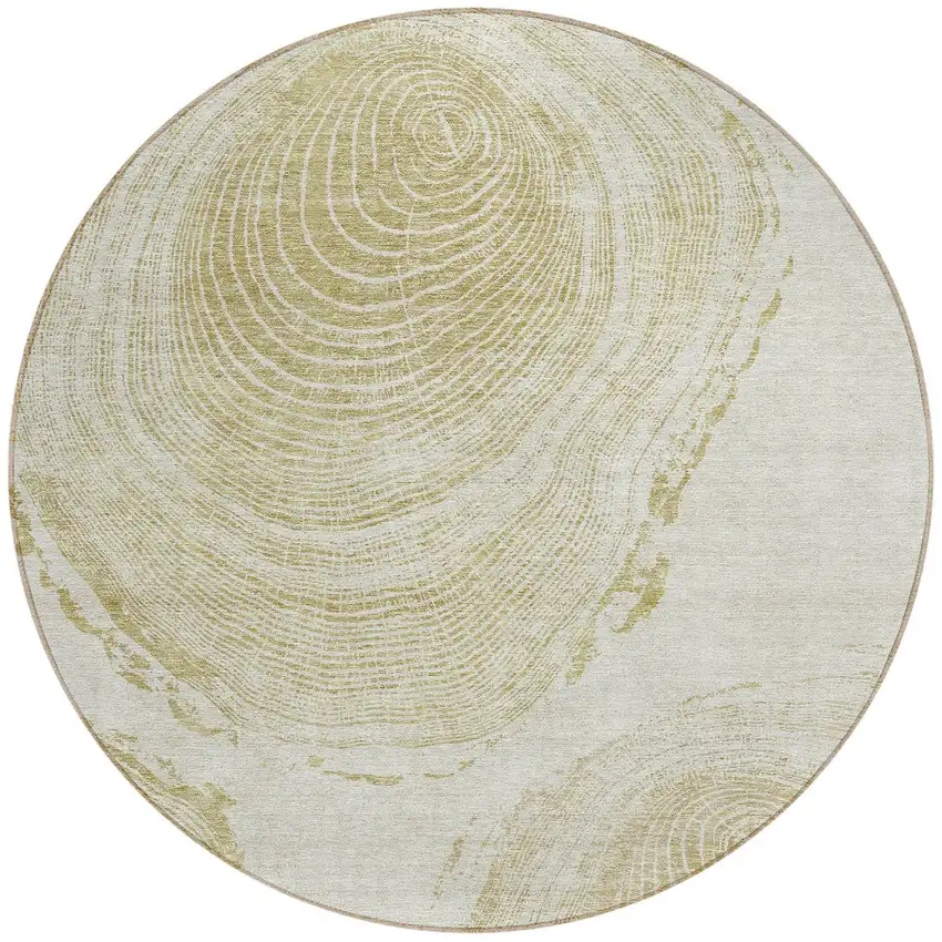 8' Khaki Beige And Taupe Round Abstract Washable Indoor Outdoor Area Rug Photo 6