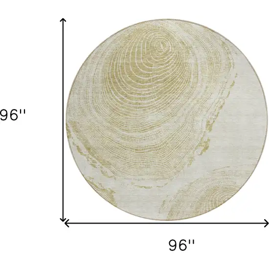 8' Khaki Beige And Taupe Round Abstract Washable Indoor Outdoor Area Rug Photo 9