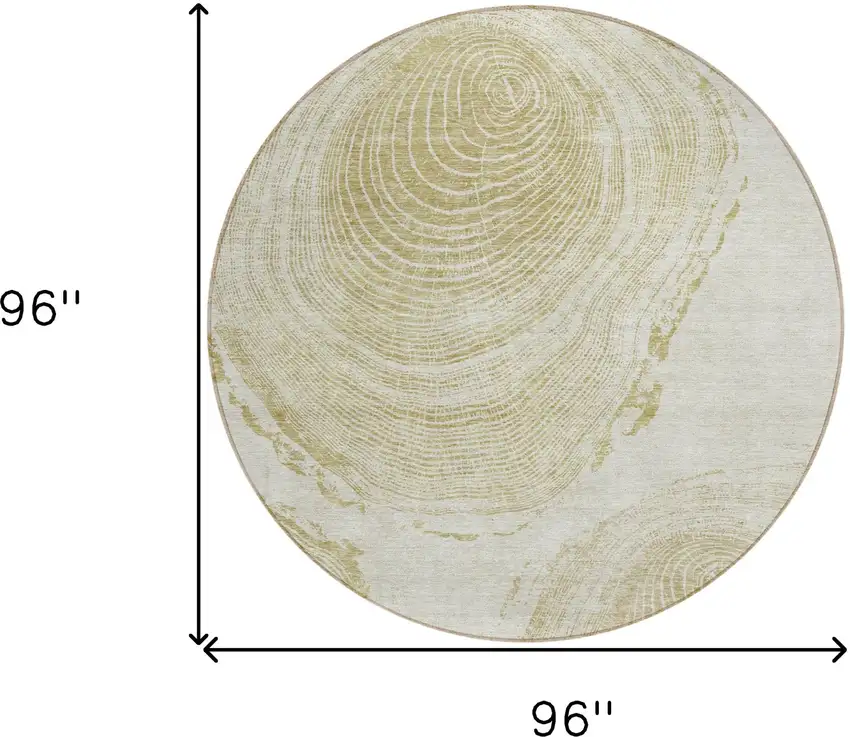 8' Khaki Beige And Taupe Round Abstract Washable Indoor Outdoor Area Rug Photo 9
