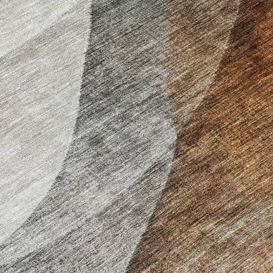8' Khaki Black And Terra Cotta Round Abstract Washable Indoor Outdoor Area Rug Photo 8