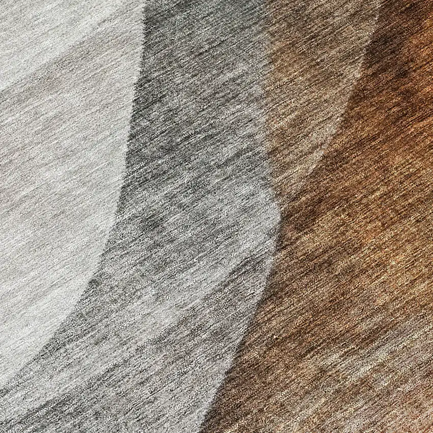 8' Khaki Black And Terra Cotta Round Abstract Washable Indoor Outdoor Area Rug Photo 8