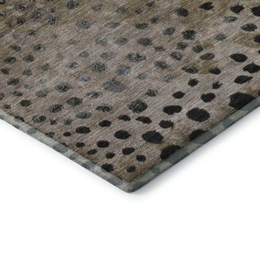 8' Khaki Blue And Ivory Polka Dot Washable Area Rug With UV Protection Photo 7