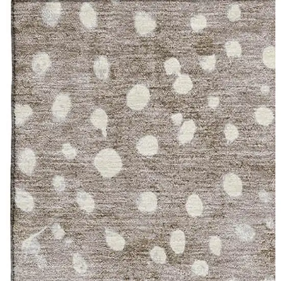 8' Khaki Blue And Ivory Polka Dot Washable Area Rug With UV Protection Photo 2