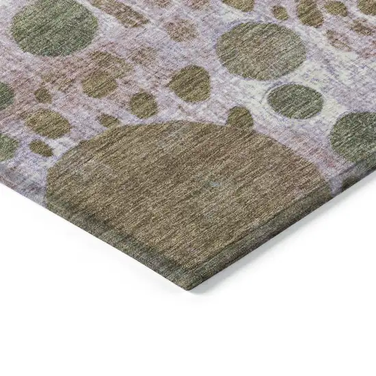 8' Khaki Blue And Purple Round Geometric Washable Indoor Outdoor Area Rug Photo 7