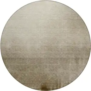 Photo of 8' Khaki Brown And Beige Round Abstract Washable Indoor Outdoor Area Rug