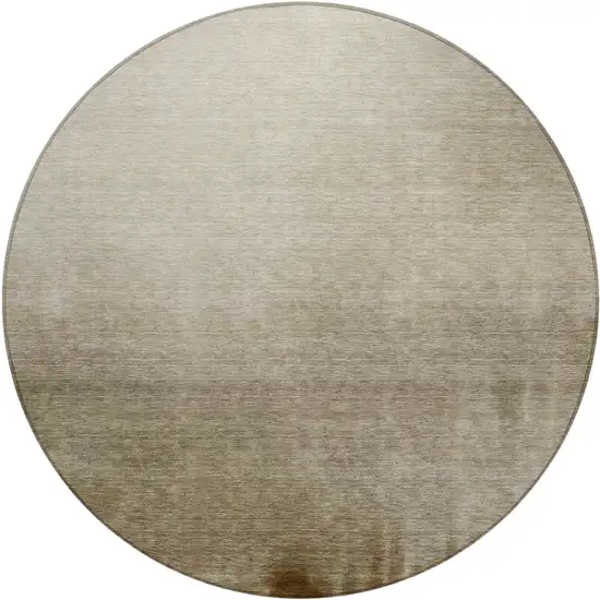 8' Khaki Brown And Beige Round Abstract Washable Indoor Outdoor Area Rug Photo 1