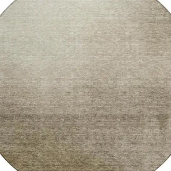 8' Khaki Brown And Beige Round Abstract Washable Indoor Outdoor Area Rug Photo 2