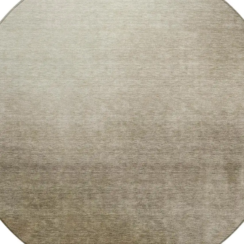 8' Khaki Brown And Beige Round Abstract Washable Indoor Outdoor Area Rug Photo 2