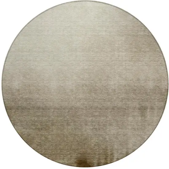 8' Khaki Brown And Beige Round Abstract Washable Indoor Outdoor Area Rug Photo 3