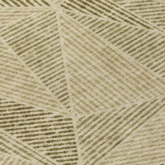 8' Khaki Brown And Beige Round Geometric Washable Indoor Outdoor Area Rug Photo 7