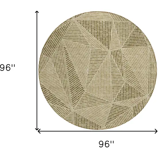 8' Khaki Brown And Beige Round Geometric Washable Indoor Outdoor Area Rug Photo 3