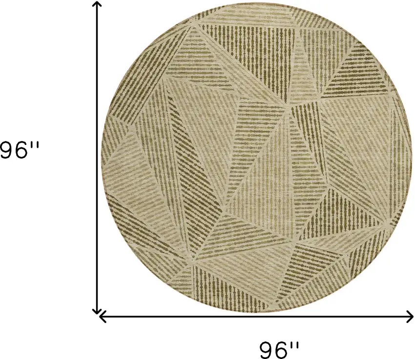 8' Khaki Brown And Beige Round Geometric Washable Indoor Outdoor Area Rug Photo 3
