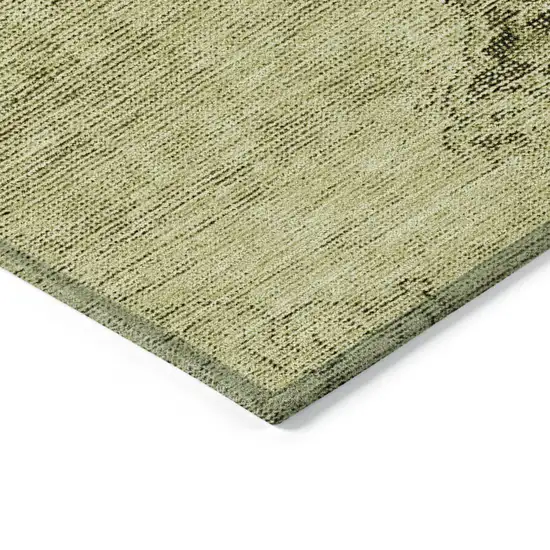 8' Khaki Brown And Taupe Round Oriental Washable Indoor Outdoor Area Rug Photo 4