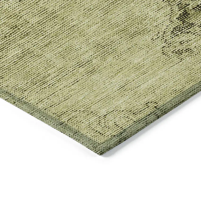 8' Khaki Brown And Taupe Round Oriental Washable Indoor Outdoor Area Rug Photo 4