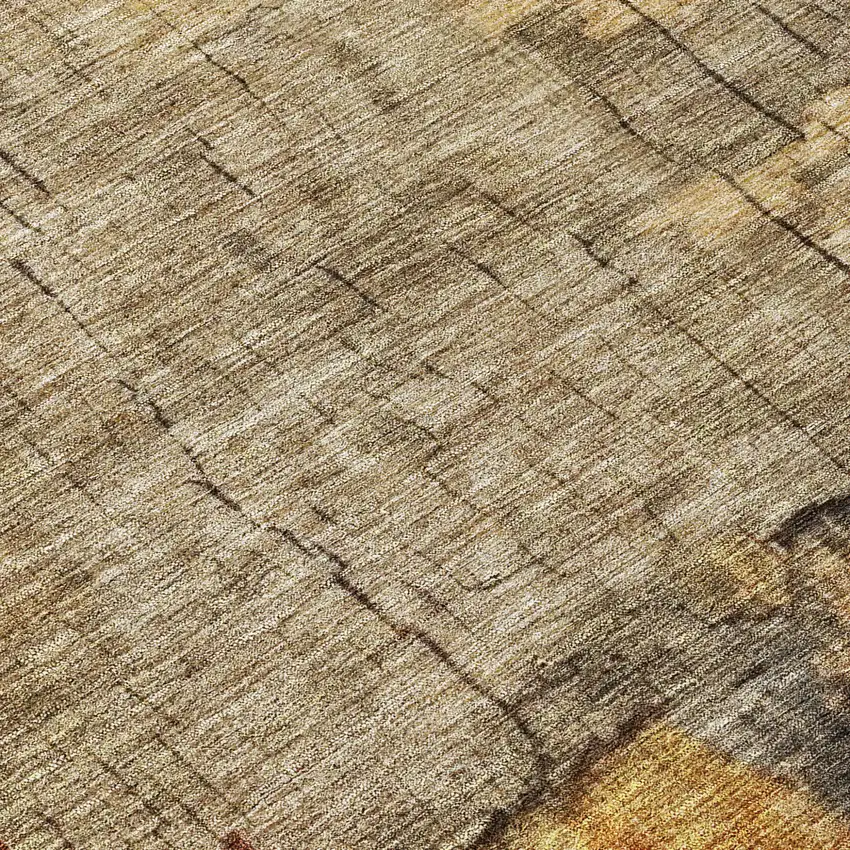 8' Khaki Charcoal And Terra Cotta Round Abstract Washable Indoor Outdoor Area Rug Photo 8