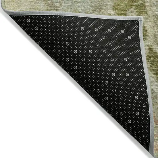 8' Khaki Gold And Beige Round Floral Washable Indoor Outdoor Area Rug Photo 9