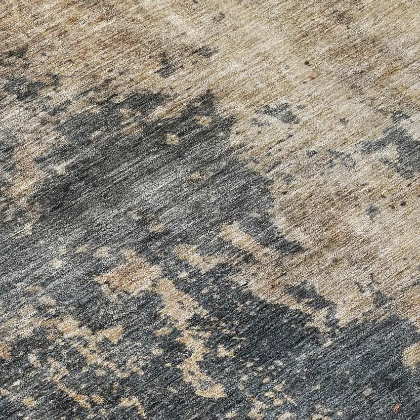 8' Khaki Gray And Copper Round Abstract Washable Indoor Outdoor Area Rug Photo 8