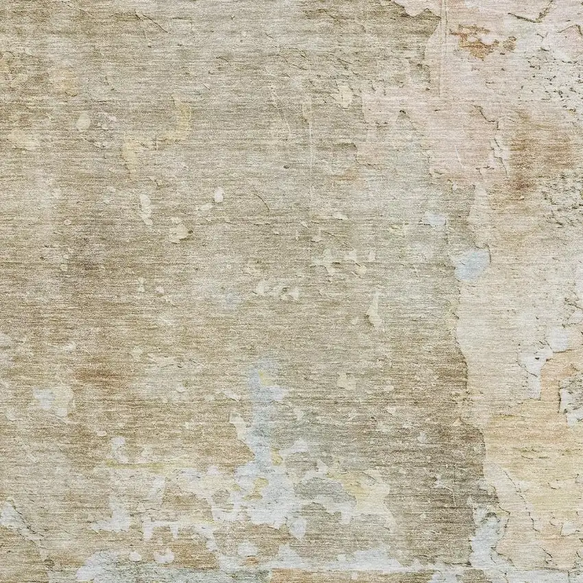 8' Khaki Gray And Gold Abstract Washable Area Rug With UV Protection Photo 2