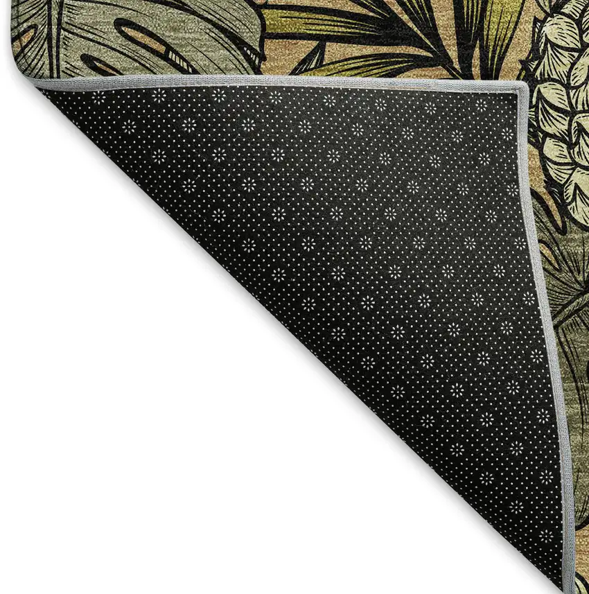 8' Khaki Gray And Yellow Geometric Washable Round Rug With UV Protection Photo 7