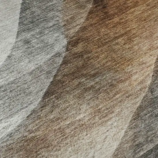 8' Khaki Ivory And Gray Abstract Washable Round Rug With UV Protection Photo 8