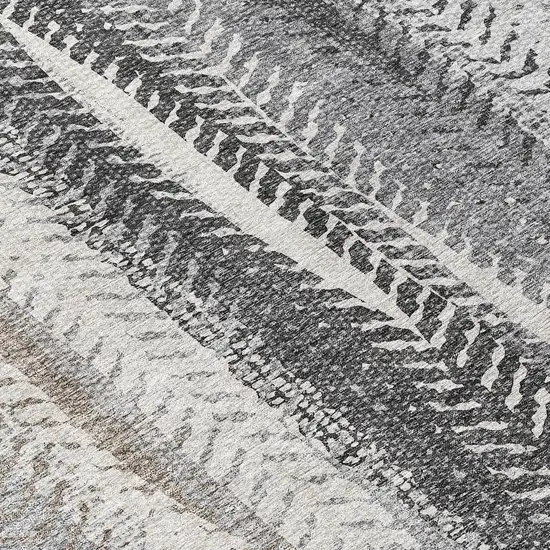 8' Khaki Ivory And Gray Round Botanical Leaves Washable Indoor Outdoor Area Rug Photo 8
