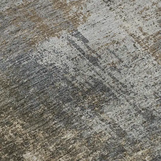 8' Khaki Silver And Blue Abstract Washable Area Rug With UV Protection Photo 9