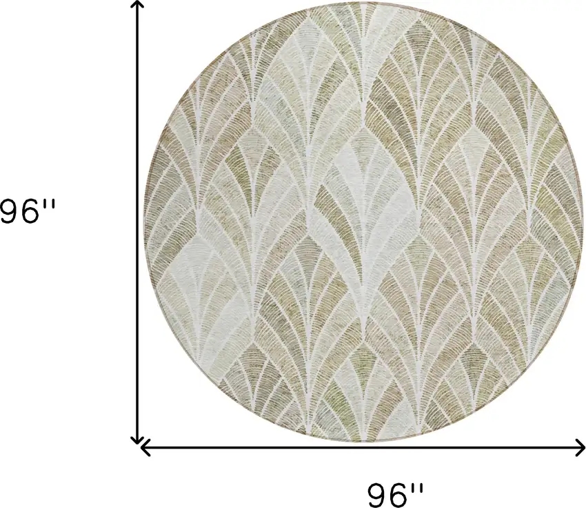 8' Khaki Tan And Beige Round Geometric Washable Indoor Outdoor Area Rug Photo 3