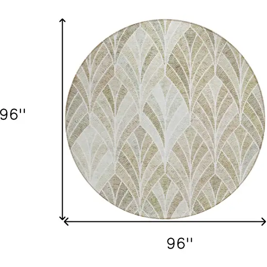 8' Khaki Tan And Beige Round Geometric Washable Indoor Outdoor Area Rug Photo 3