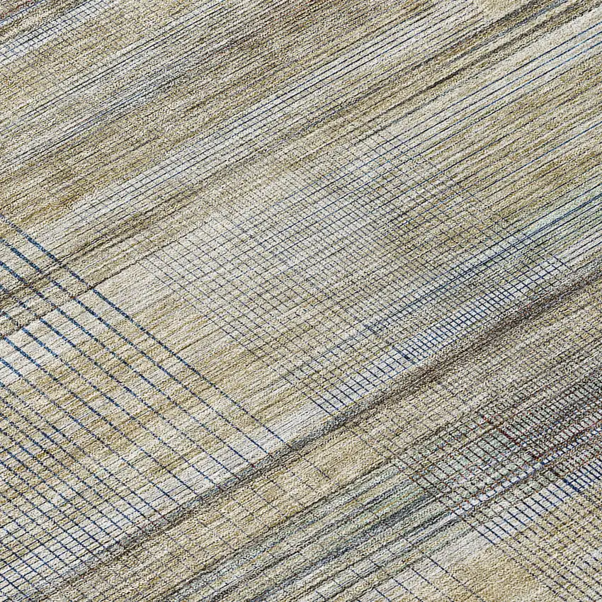 8' Khaki Tan And Beige Round Striped Washable Indoor Outdoor Area Rug Photo 8