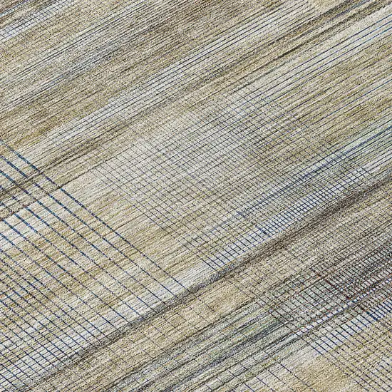 8' Khaki Tan And Beige Round Striped Washable Indoor Outdoor Area Rug Photo 8