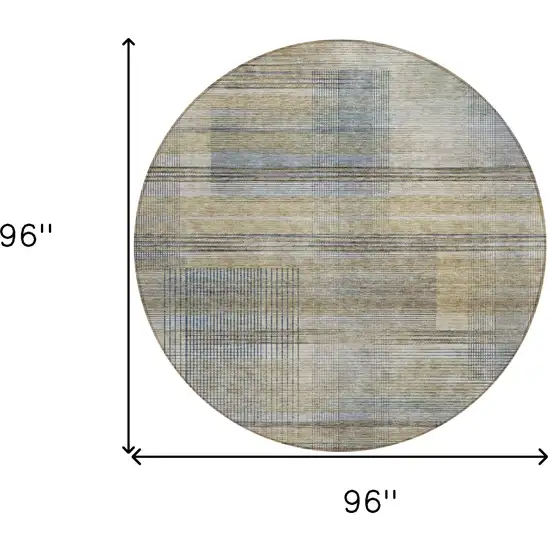 8' Khaki Tan And Beige Round Striped Washable Indoor Outdoor Area Rug Photo 3