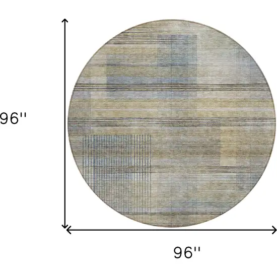 8' Khaki Tan And Beige Round Striped Washable Indoor Outdoor Area Rug Photo 3