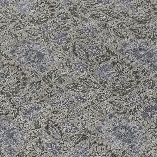 8' Khaki Taupe And Gray Round Floral Washable Indoor Outdoor Area Rug Photo 9
