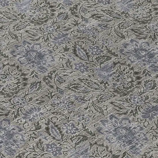 8' Khaki Taupe And Gray Round Floral Washable Indoor Outdoor Area Rug Photo 9